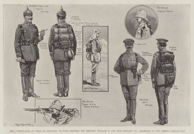 El intercambio de ideas sobre uniformes militares entre el emperador Guillermo II y el rey Eduardo VII, ejemplos del equipo de servicio alemán de Ralph Cleaver